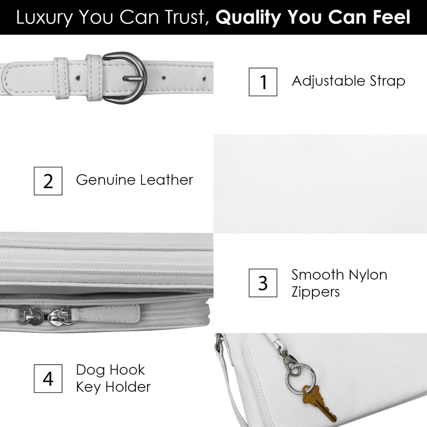 ili New York Genuine Leather Crossbody Bags for Women - Premium RFID Blocking Shoulder Bag Organizer with Adjustable Strap