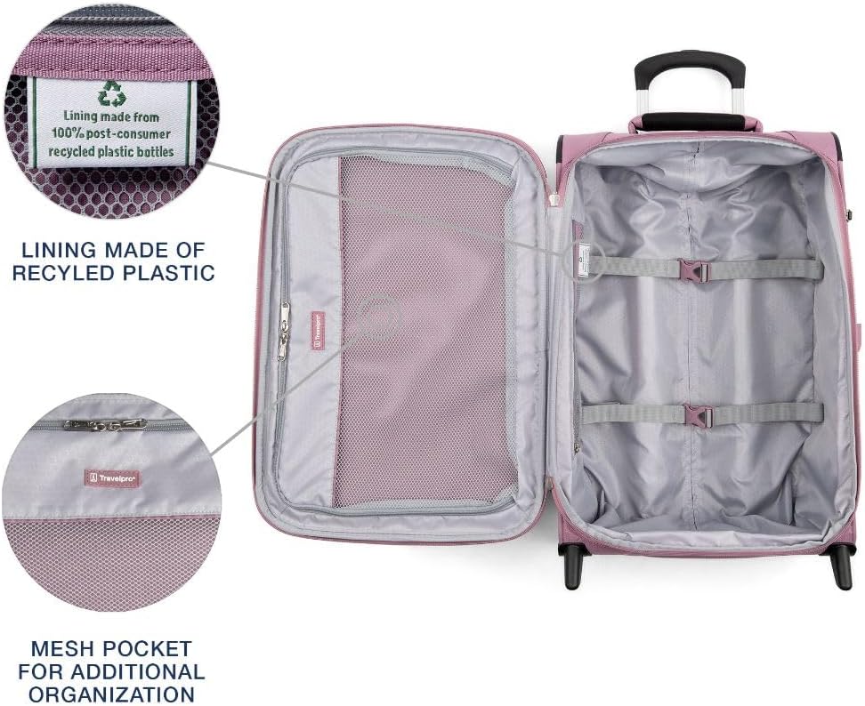 Travelpro Maxlite 5 Softside Expandable Upright 2 Wheel Carry on Luggage, Lightweight Suitcase, Men and Women, Orchid Pink Purple, Carry On 22-Inch