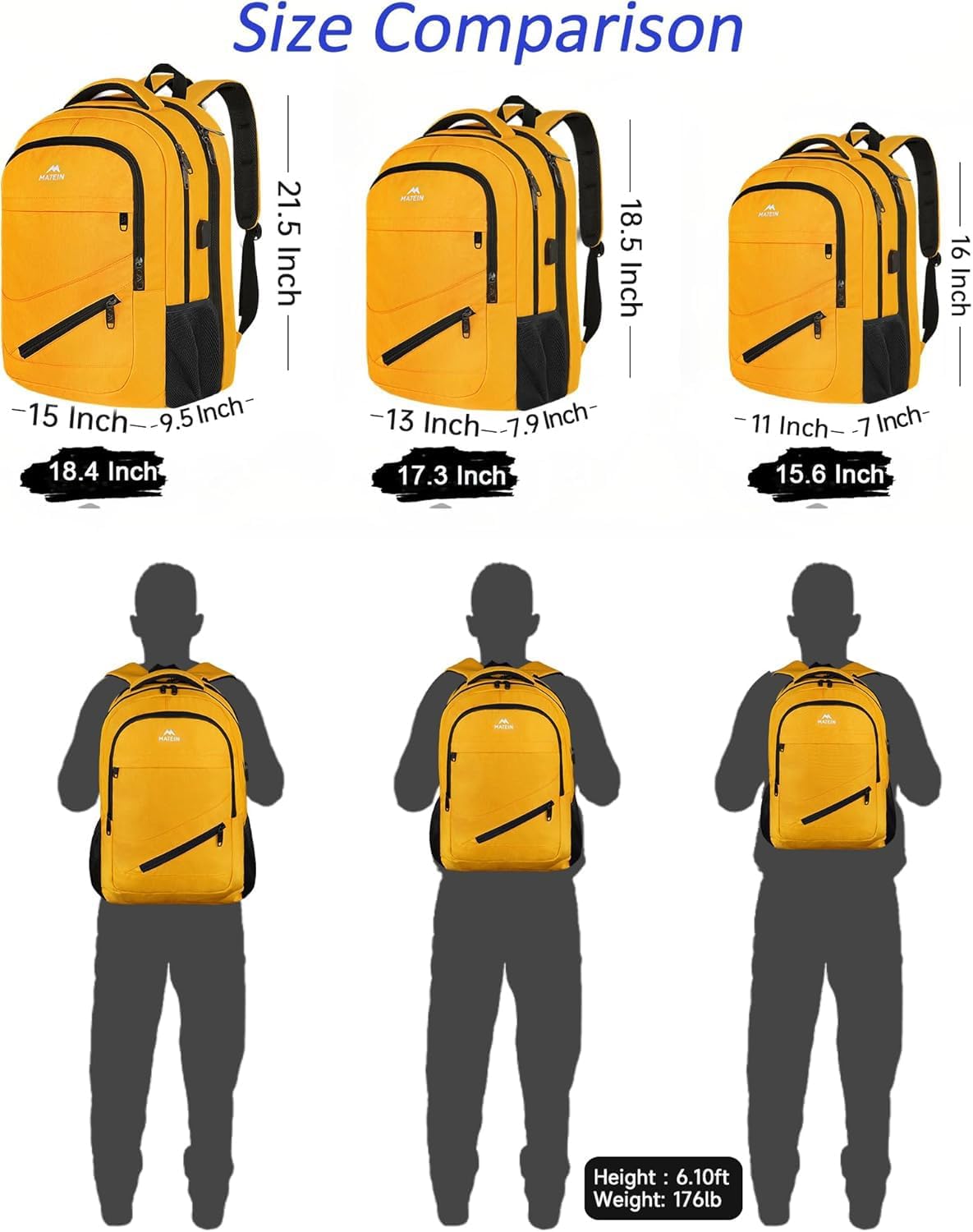 MATEIN 18.4 Inch TSA Approved Backpack, Extra Large 50 L Outdoor Carryon Backpack with Seperated Laptop Compartment, Work Travel Daypack with USB Charging Port, Creative Gifts for Men Women