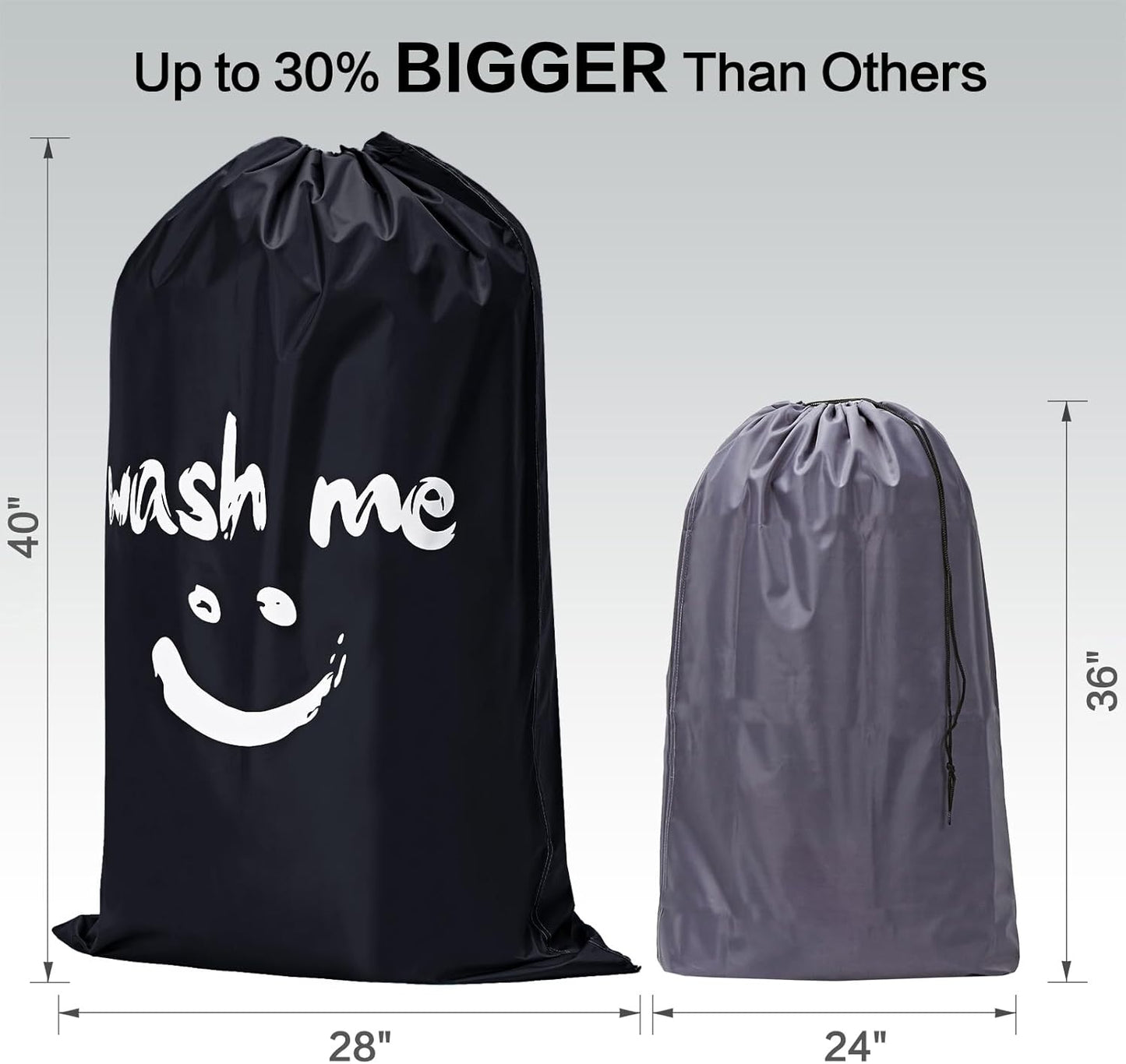 HOMEST XL Wash Me Travel Laundry Bag, Dirty Clothes Organizer, Large Enough to Hold 4 Loads of Garments, Easy Fit a Hamper or Clothing Basket, Black