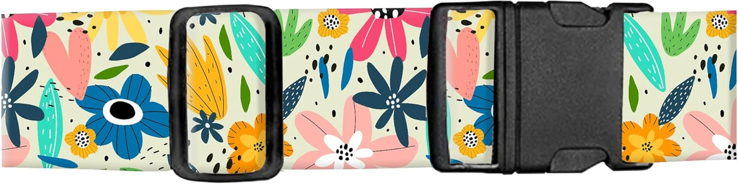 Luggage Straps for Suitcases, Adjustable Travel Belt, Durable Wide Luggage Strap, Cute Suitcase Strap Identifiers with Buckle, Bag Straps for Luggage, Cute Colorful Flowers