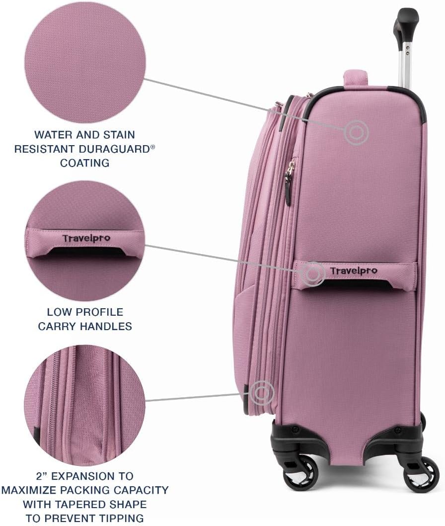 Travelpro Maxlite 5 Softside Expandable Carry-On Luggage with Spinner Wheels, Lightweight, 21-Inch — Orchid Pink Purple