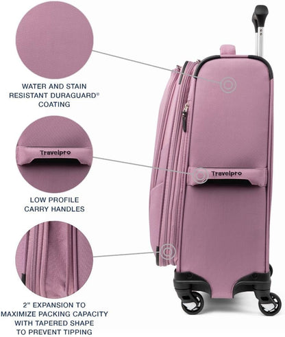 Travelpro Maxlite 5 Softside Expandable Carry-On Luggage with Spinner Wheels, Lightweight, 21-Inch — Orchid Pink Purple