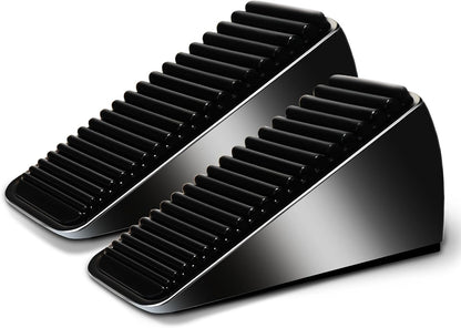 2Pc Strongest Large Door Stop - Heavy Duty Tall Wedge Stoppers for Bottom, up to 2.6In Doorstop, Zinc Alloy and Silicone Made, Suits Any Heavy Door and Smooth Floor