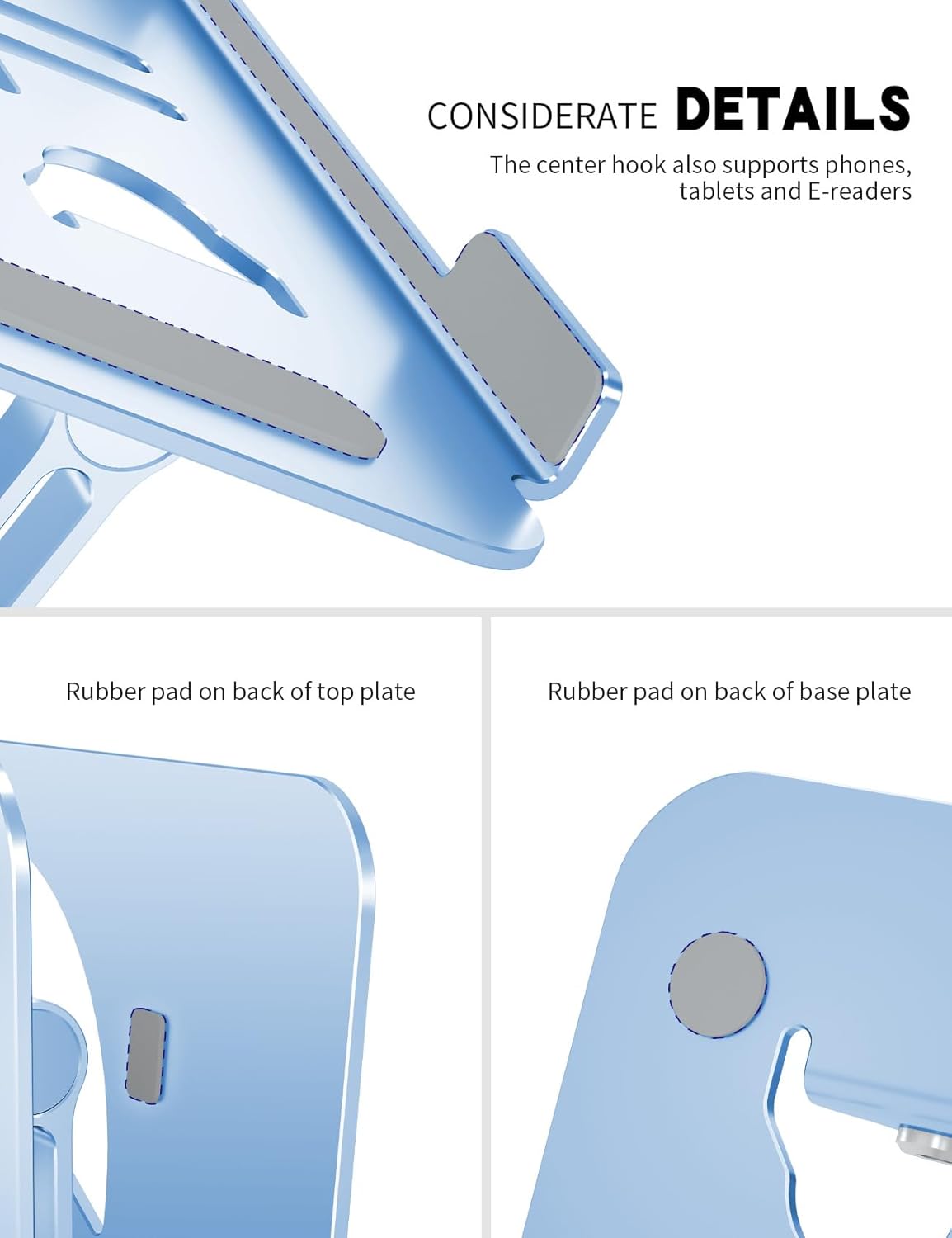 Laptop Stand Adjustable Laptop Holder for Desk, Foldable Laptop Riser Portable Computer Stand Compatible with MacBook, Lenovo, HP and All Laptops up to 15.6 inches Diamond Blue