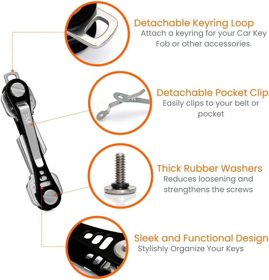 EM Premium Products Compact Key Holder - Pocket Key Organizer - 14 Keys Key Bar
