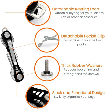 EM Premium Products Compact Key Holder - Pocket Key Organizer - 14 Keys Key Bar