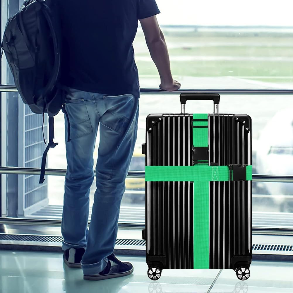 Luggage Straps for Suitcases TSA Approved-2 Pack Bright Personalized Luggage Belt Strap for Suitcase/Carry On Bag Luggage Accessories for Travel (Neon Green)