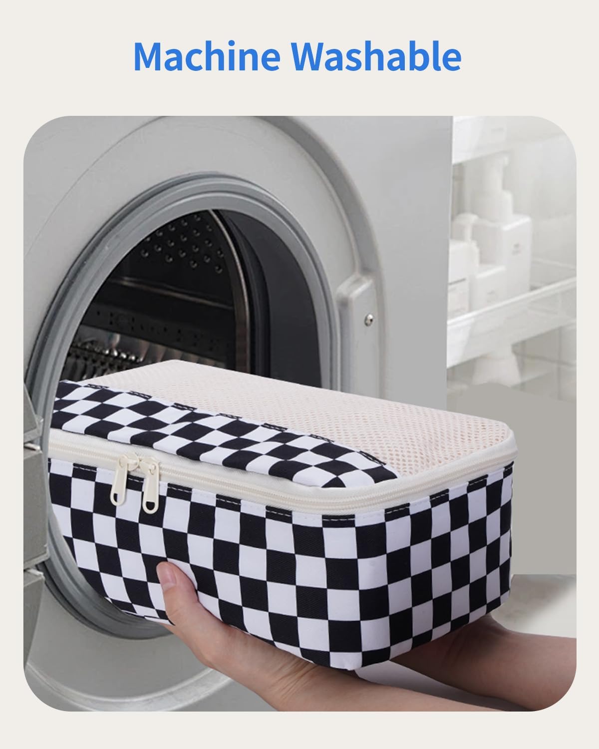 Narwey 7 Set Checkered Packing Cubes for Travel Carry on Suitcase Luggage Organizer Bags for Kids Women Men, Durable Packing Organizers Bag, Travel Essentials Accessories (Black Checkerboard)