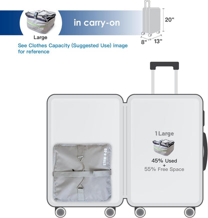 Grand Fusion Stow-N-Go Portable Hanging Travel Shelves, Packing Organizer for Luggage. Carry on Closet with Hanger for Clothes. Expandable Packing Cube. Travel Essentials, Light Gray - L