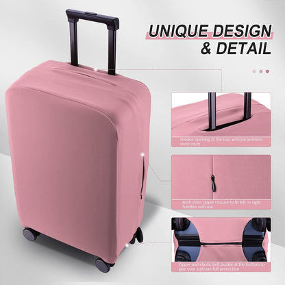 Travel Luggage Cover Suitcase Protector Scratch-Resistant Fit 19-31 Inch Suitcase, Not Included Suitcase (Pink, L(26-27 inch))
