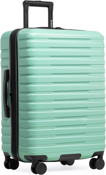 U.S. Traveler Boren Polycarbonate Hardside Rugged Travel Suitcase Luggage with 8 Spinner Wheels, Aluminum Handle, Mint, Checked-Medium 26-Inch