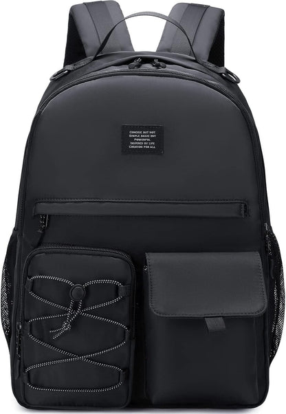 Lohol Fashion Backpack with Anti Theft Pocket, Water Resistant Travel Daypack for Teen Girls & Boys (Black)