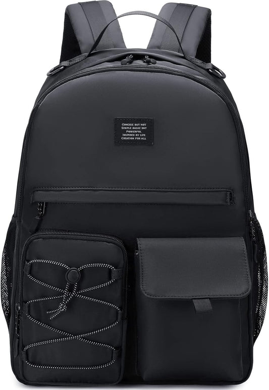 Lohol Fashion Backpack with Anti Theft Pocket, Water Resistant Travel Daypack for Teen Girls & Boys (Black)