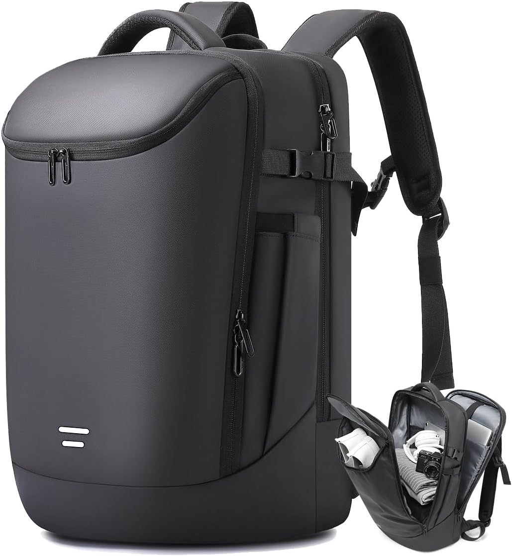 Travel Backpack for Women, Carry on Luggage 30L Flight Approved Water-resistant Lightweight Business Backpack Fits 17.3 Inch Laptop with Shoes Compartment, Black