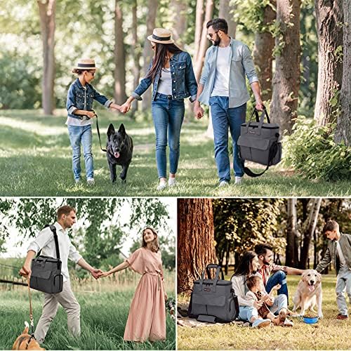 Modoker Weekend Dog Travel Bag with 2 Food Bags, 2 Bowls and Mat, Dark Gray