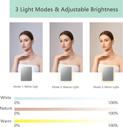 Makeup Bag with Led Mirror,Travel Makeup Organizer with 3 Color Setting, Portable Storage and Adjustable Dividers Travel Makeup Bag(light green)