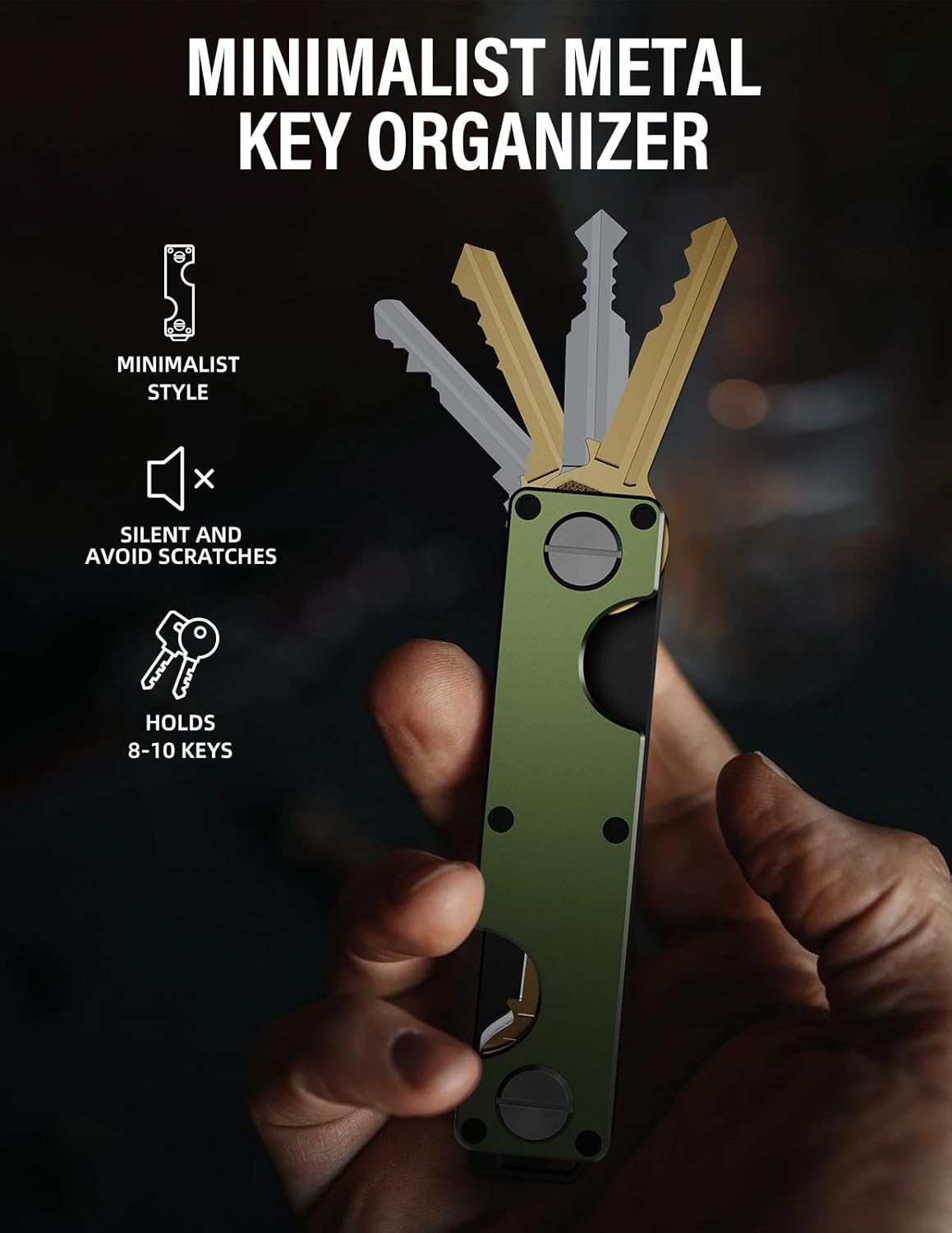 Key Organizer Key Holder Compact Key Case Minimalist Metal Key Chain Key Holder for Keychain Secures 8-10 Keys EDC