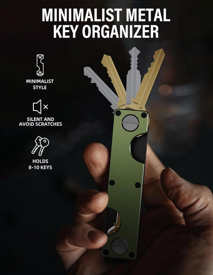 Key Organizer Key Holder Compact Key Case Minimalist Metal Key Chain Key Holder for Keychain Secures 8-10 Keys EDC