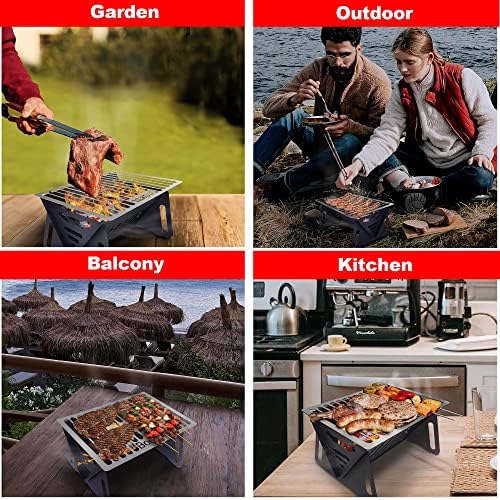 Bodkar Charcoal Grill, Portable BBQ Smoker - Lightweight Tabletop Outdoor Grill for Camping, Picnics, Garden, Beach Parties - 6"*4.6"*4.9