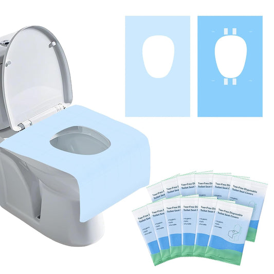 50 Packs Tear-Free Toilet Seat Covers Disposable for Adults and Kids, 16x24 Inch Waterproof Non-Slip Disposable Toilet Seat Cover for Travel, Public Toilet, Outdoors (Individual Package)