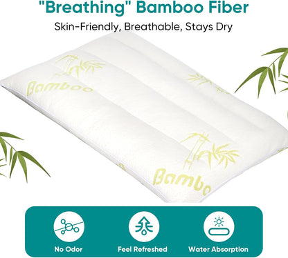 MINUPWELL Ultra Flat Small Pillow for Sleeping, 18x13 in Small Pillow for Travel 7D High Support 2.5 inch Height Ultra Thin Pillows -Mini Pillow - Rayon Derived from Bamboo