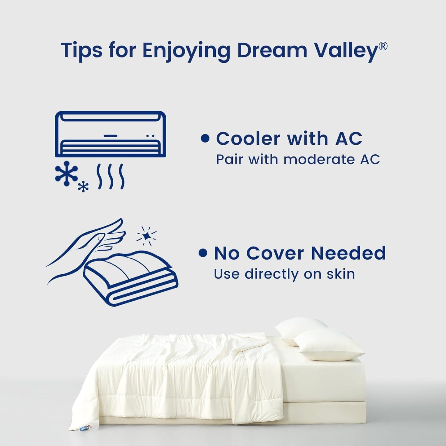 Dream Valley® Outlast® Deepsleep Cooling Comforter, Full/Queen Size, NASA-Grade Space Technology Cooling Blanket for Hot Sleepers Night Sweats, Q-Max > 0.45 Aerocool™ Breathable Ivory, 90"x90"