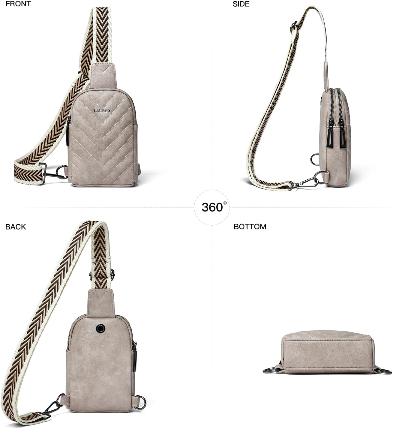 7L Sling Bag for Women Men Leather Small Sling Backpack Daypack Anti Theft Fanny Pack Crossbody Purse Travel