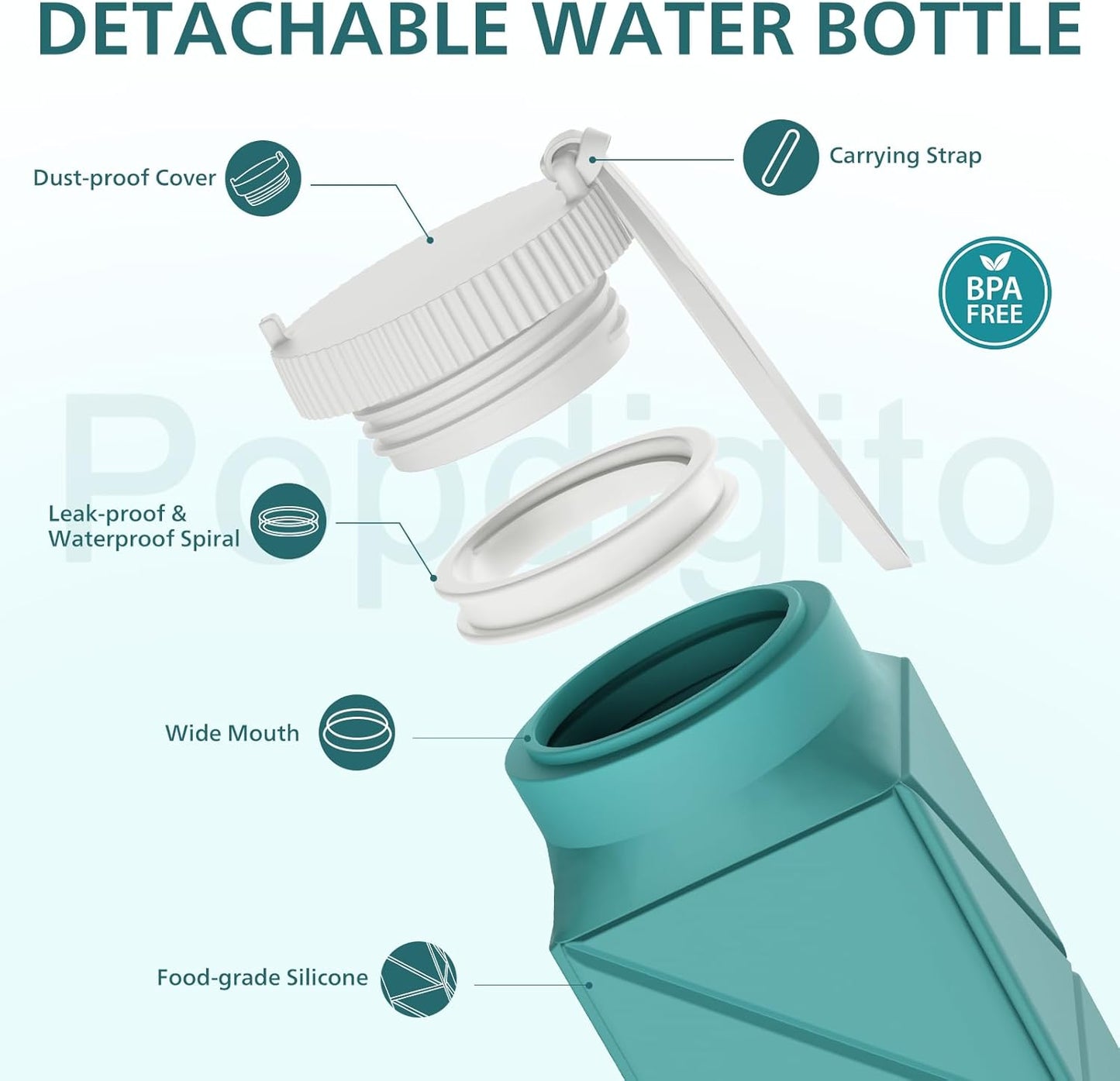 610ml Collapsible Water Bottles Upgrade Foldable Water Bottle BPA Free Reusable Lightweight LeakProof Silicone Water Bottles 20.6oz for Travel Gym Hiking Office Camping Outdoor Sport Green