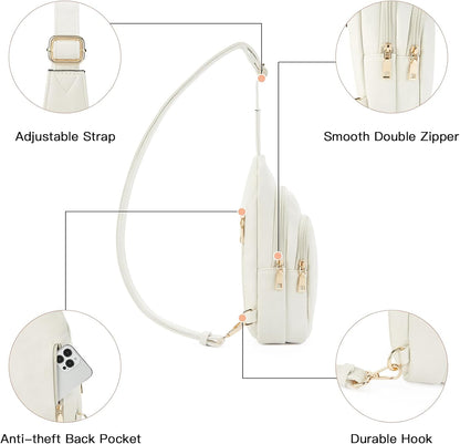 Telena Small Sling Bag for Women Leather Crossbody Fanny Packs Chest Bag for Women