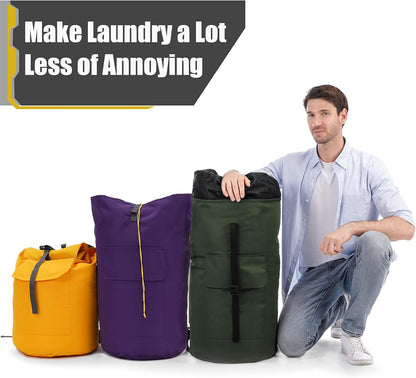 Laundry Bags Extra Large Heavy Duty, 115L Laundry Backpack, Sturdy Laundry Bag with Shoulder Straps, Army Green Laundry Bag for College, Top Loading Duffle Bag for Camp, Travel, Dorm, Apartment