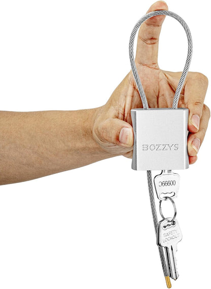 Adjustable Cable Padlock with 3 Keys | 1.15ft L x 1/6in D Aluminum Steel Cable Locks for Bikes, Gate, Lockers & Outdoor Gear | Keyed Different & Silver