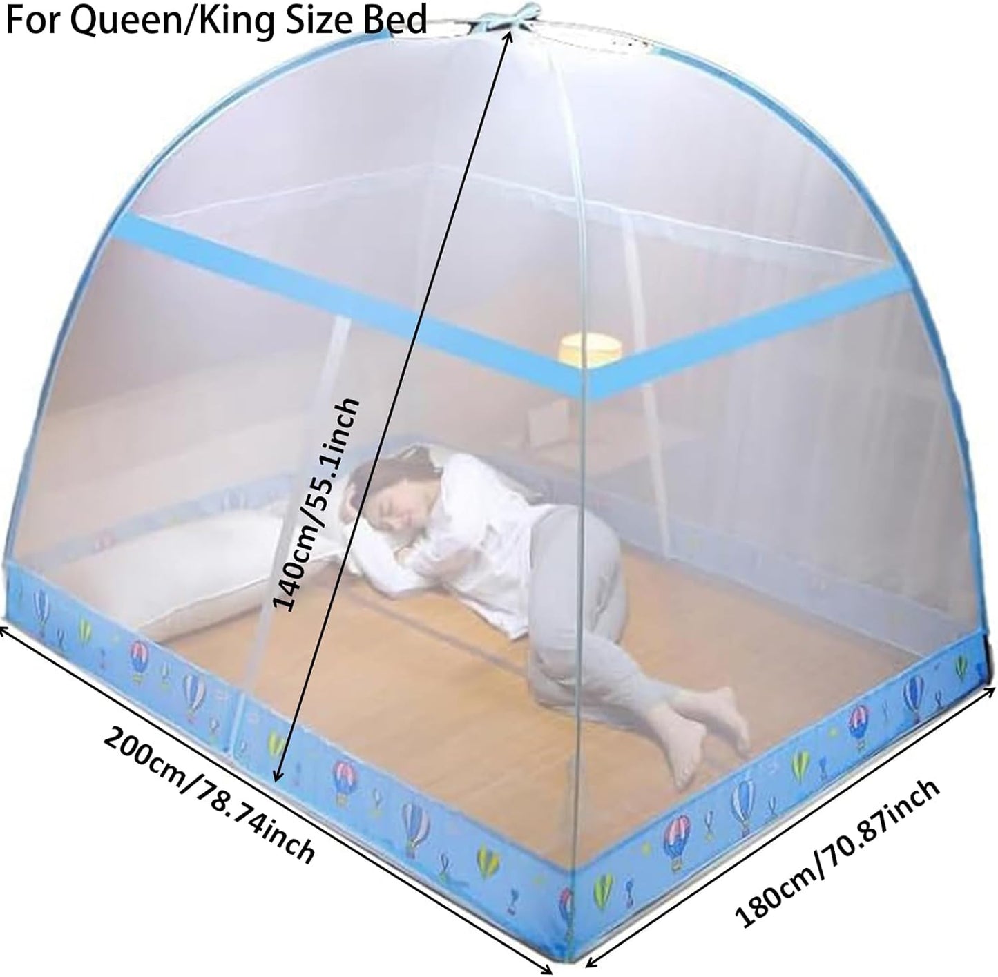 Pop-Up Mosquito Net Tent for Beds, Portable Folding Design with Net Bottom Bedroom and Outdoor Trip for Baby Adults, Easy to Install and Wash for Twin to King Size Bed 79 x71x59 inch (B)