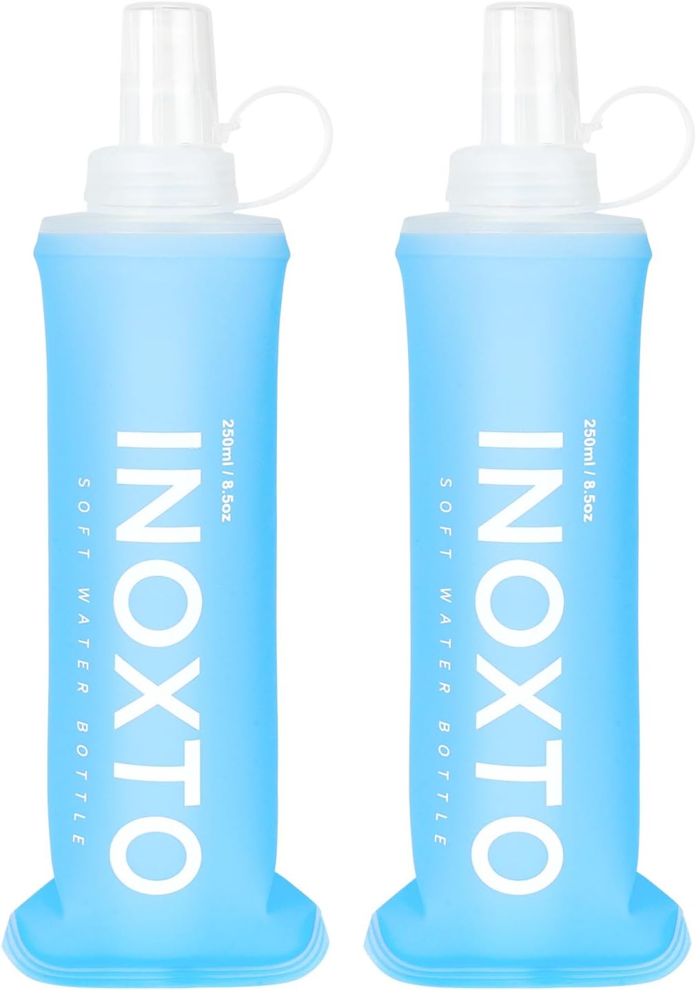 INOXTO Soft Flask,Collapsible Soft Water Bottles for Hydration Vests and Running Packs, Soft Flask Running Bottles for Hiking Cycling(250/500 ml) (2 PCS 250ML)