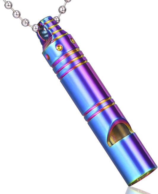 Whistle Emergency Titanium Whistle,Survival Loud Whistle Safety Whistle for Kids Women,EDC Signal Whistles Necklace