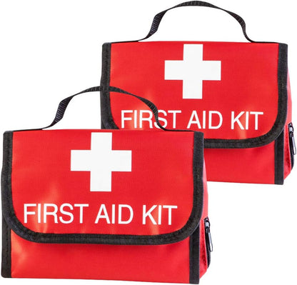 Aoutacc Nylon First Aid Empty Kit,Compact and Lightweight First Aid Bag for Emergency at Home, Office, Car, Outdoors, Boat, Camping, Hiking(Bag Only) (2 Pack Red Foldable)