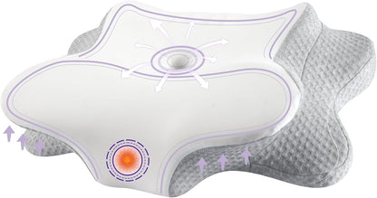 Cervical Neck Pillow for Neck Pain Relief - Ergonomic Memory Foam Pillow for Sleeping, Side, Back & Stomach Sleepers, Orthopedic Contour Pillow with Breathable Cover (Grey White)