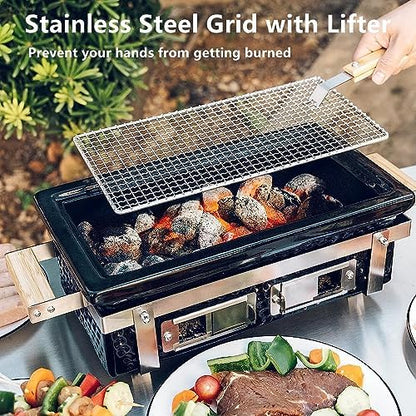ONLYFIRE GRILLS Charcoal BBQ Hibachi Grill with Grid Lifter, GS306