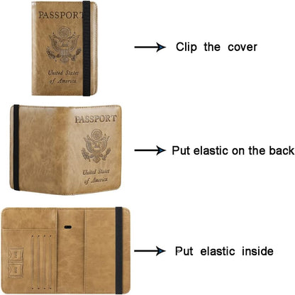 Passport Holder Cover Wallet Travel Essentials RFID Blocking Leather Card Case International Must Haves Travel Accessories for Women Men(113#Brown)