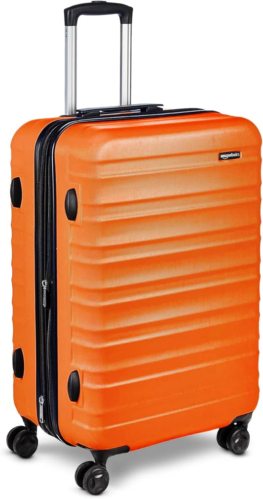Amazon Basics 26" Hardside Medium Checked Luggage, Hardshell Suitcase With Wheels, Expandable For Up to 15% More Space, With Scratch-Resistant Surface, Four Multi-directional Wheels, Orange