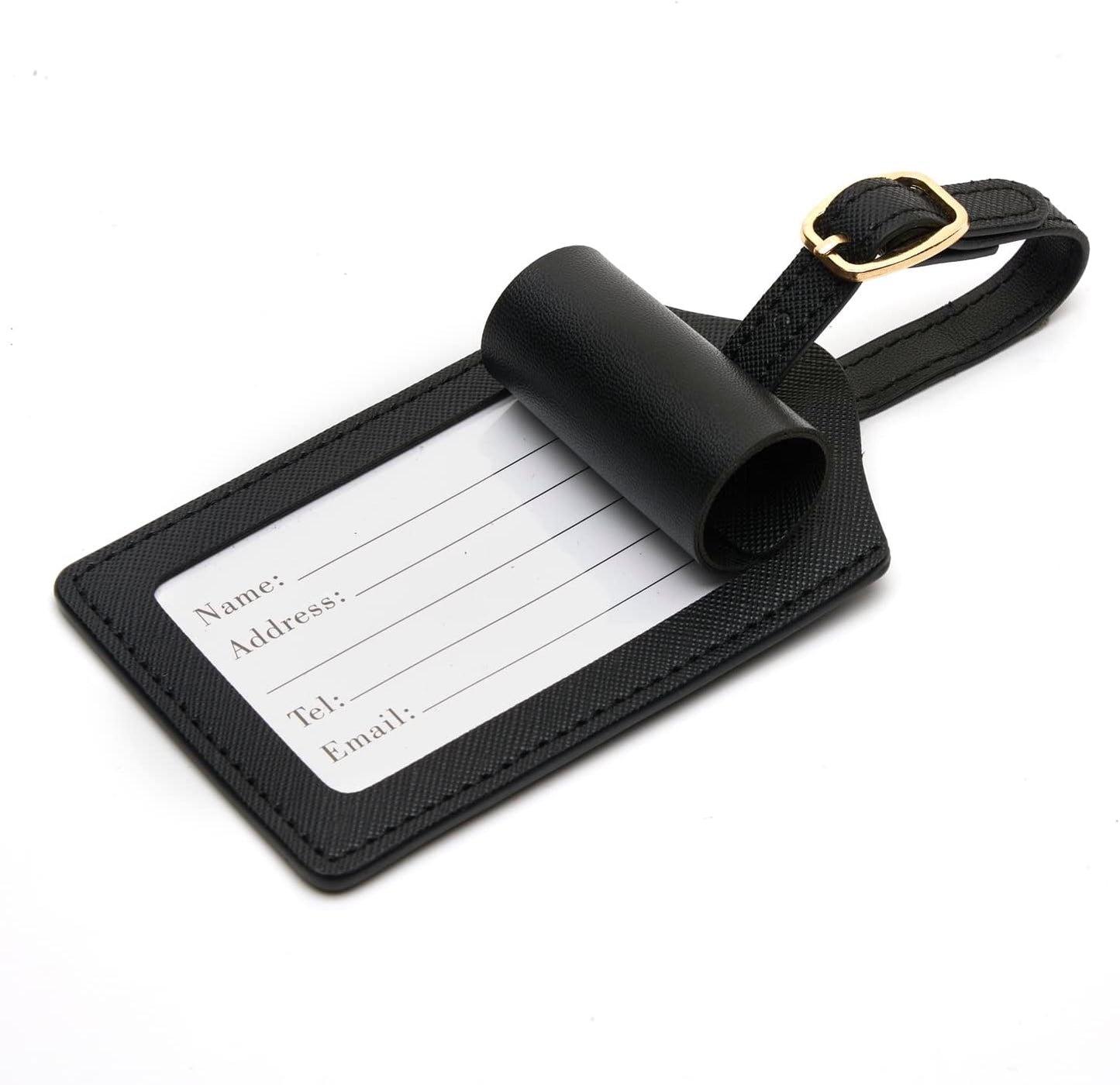 Luggage Tag PU Leather for Suitcase Baggage Handbag Travel Bag Label Suitcase Tag Suitcase Label Tag w. Name Card & Privacy Cover (P)