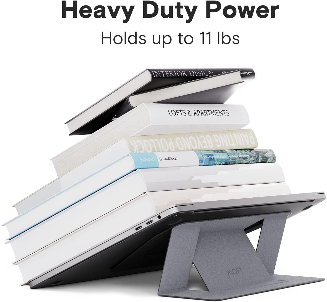 MOFT Laptop Stand for Desk, Stick-On Computer Stand with Dual-Angle, Ergonomic Laptop Riser Holder for Travel, Foldable & Portable MacBook Stand Fits 11.6"-16" Laptops, Silver (Adhesive Version)