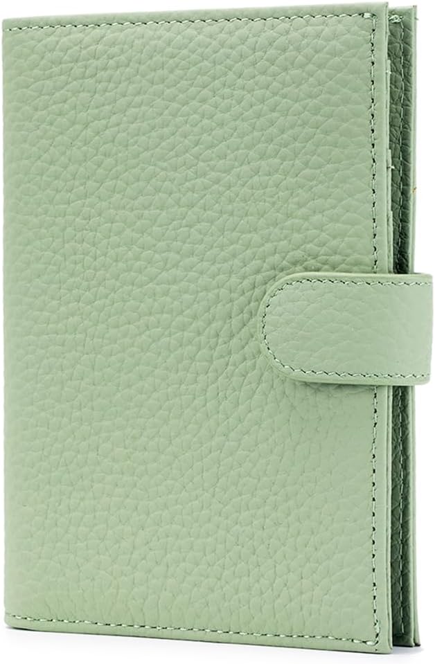 RFID Leather Passport Holder for Travel Women – Slim Passport Wallet with 1 Passport Slot & 3 Card Slots, Zippered Coin Pocket & SIM Slot – Travel Passport Cover Case (Light Green)