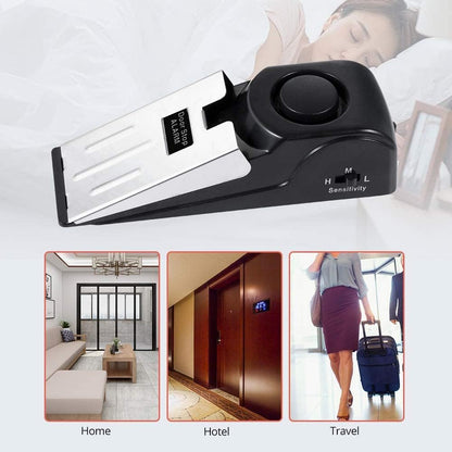 TOWODE Door Stop Alarm with 120DB Siren Door Stop for Home & Travel (Black) (Pack of 4)
