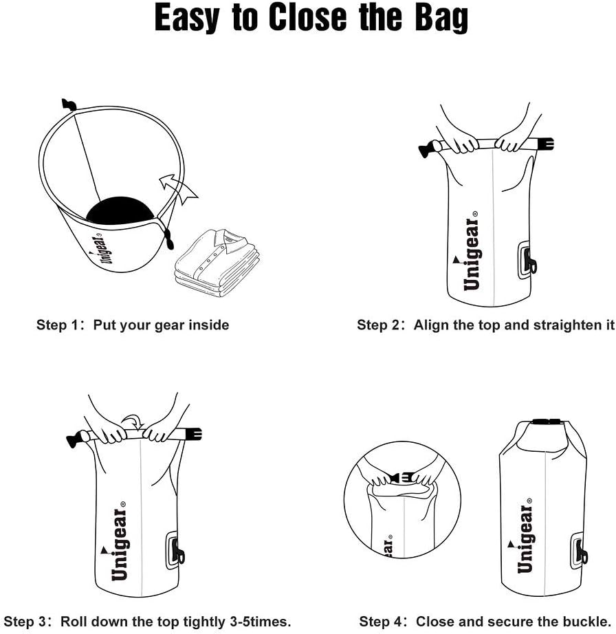 Unigear Dry Bag Waterproof, 2L/5L/10L/20L/30L/40L Floating and Lightweight Bags for Kayaking, Boating, Fishing, Swimming and Camping with Waterproof Phone Case
