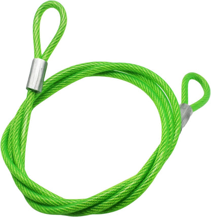8FT 6mm Stainless Steel Security Cable Lock,Braided Steel Vinyl Coated Safety Cable Luggage Lock,Flexible Steel Cable Security Wire Rope Double Loop,Green