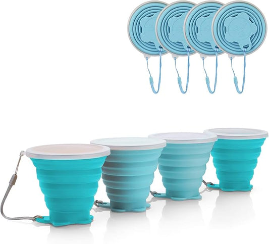JBER Silicone Collapsible Travel Cup, 4 Pack Silicone Folding Camping Cup by JBER