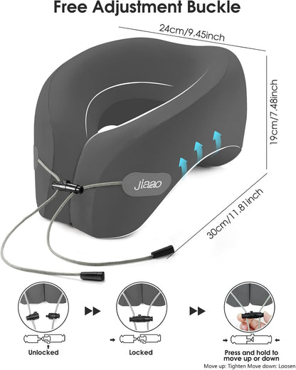 Travel Pillow, Neck Pillow Airplane, Plane Pillow Memory Foam Travel Neck Pillow with 360° Head and Neck Support, Portable Travel Essential Suitable for Airplane, Car, Train, or Bus Trip