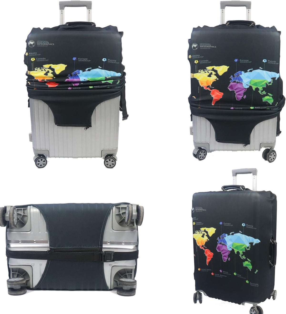 MosaiRudo Thicker Luggage Cover Elastic Suitcase Cover Protector Fits 18-32 Inch Suitcase Travel Accessories (Abstract Map, XL)