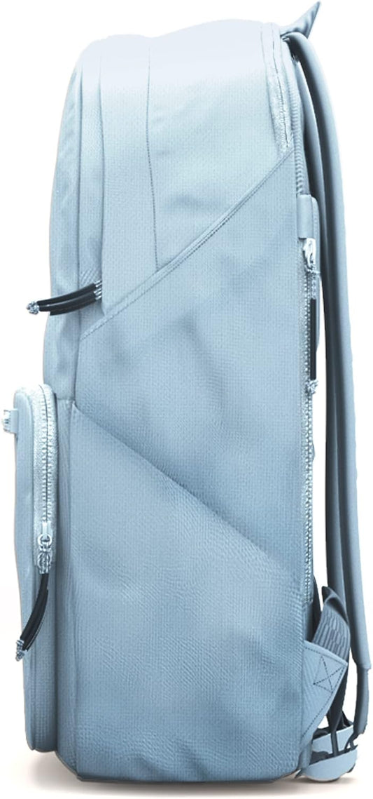 BREVITE The Backpack- Casual daypack backpacks for every function. Compact but spacious 18L aesthetic traveling backpack with laptop compartment. (Misty Blue)